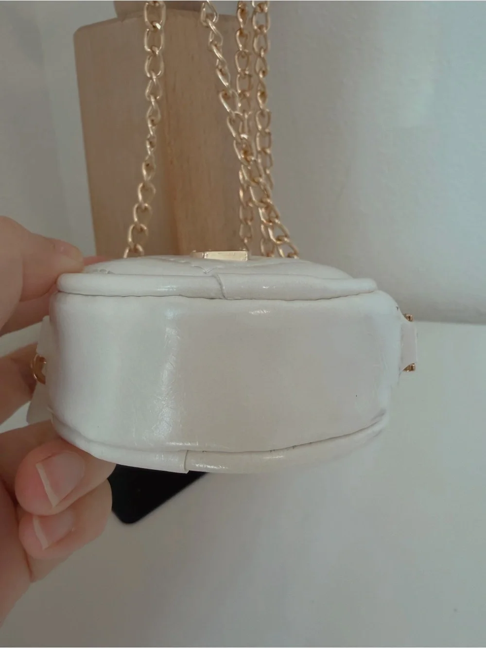 Mini White Round Crossbody Pouch Charm